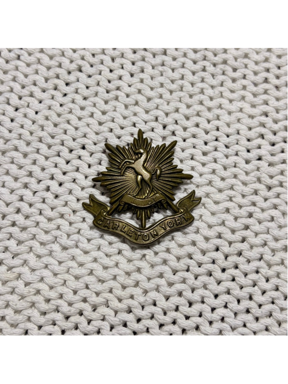 Canadian Army Cap Badge for Carleton & York Regiment circa 1939 Bronzed